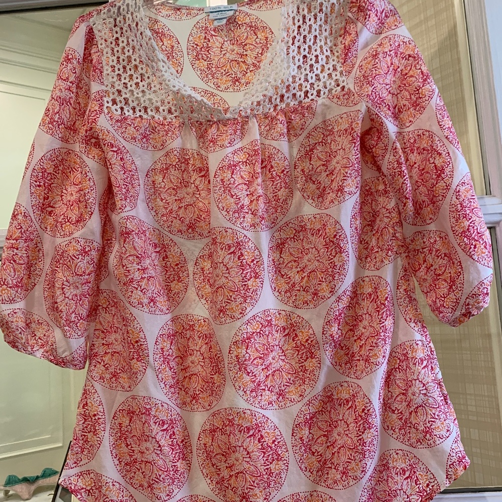 Calypso‎ St. Barth Target Printed Silk Popover Top